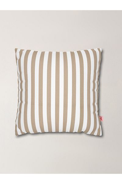 Galia Tasarım Soft Touch Striped Throw Pillow Case – Milky Brown & White – 45X45 cm