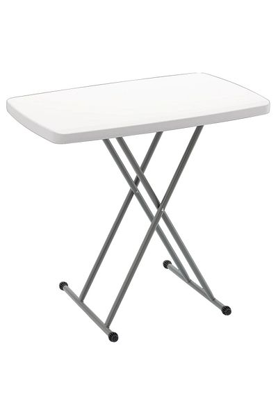 SERSIMO Masa pliabila 76x50 cm, inaltime reglabila 36-71 cm, pentru terasa, gradina sau camping, HDPE alb