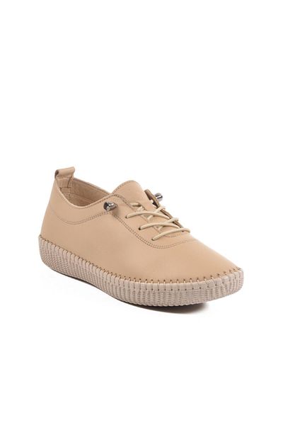 Voyager Pepita 7230 Z Cream Genuine Leather Women's Casual Shoes