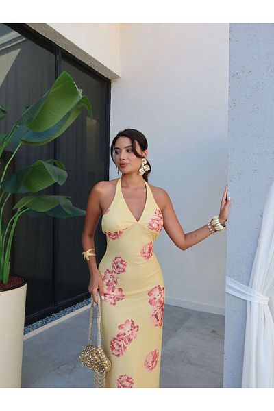 ESRAHELVACI Rochie lungă cu model de flori