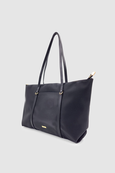 Wuclo Velie Parachute Fabric Striped Shopper Bag Black