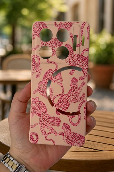 Vip Case حافظة لهاتف انفينيكس GT 20 Pro - حافظة مطاطية كلاسيكية ممتصة للصدمات من السيليكون بنمط الفهد الوردي277