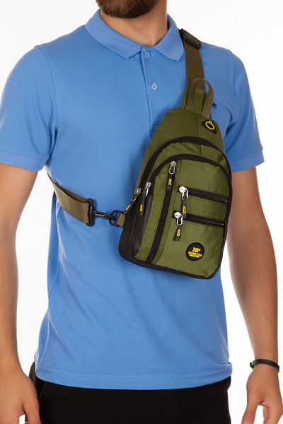 Newish Polo Men's Fabric USB Headphone Outlet Bodybag Chest and Shoulder Bag - Khaki