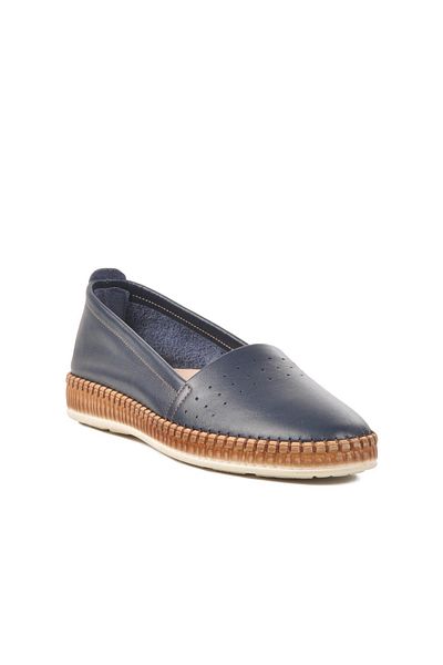 Bulldozer 231747 Z Navy Blue Genuine Leather Women's Ballerinas