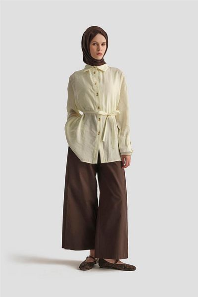 Armine Tunica cu detaliu centură 25KD9009 Galben deschis