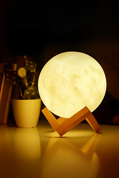 Arfseb 3D Ay Gece Lambası RGB LED Dokunmatik Şarjlı Dekoratif Masa Lambası