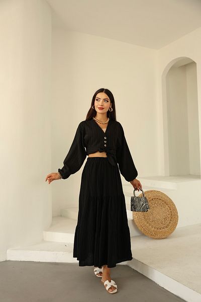 Vegove Bürümcük Skirt Suit Black
