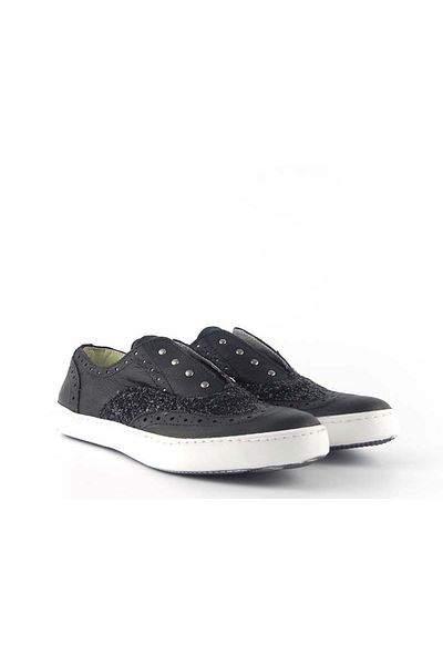 ZAZAMAG Pantofi dama casual Shine din piele naturala, negru