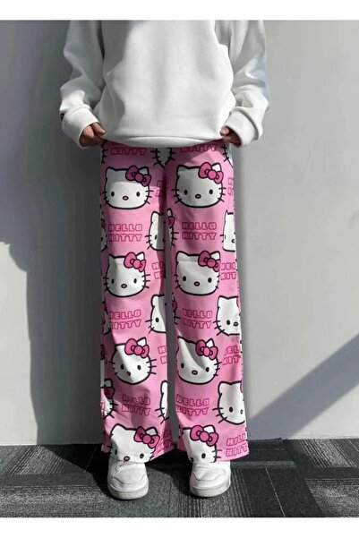 Bahar Altundemir بنطال رياضي وردي اللون ذو أرجل واسعة وكبيرة الحجم من Pink Ki...