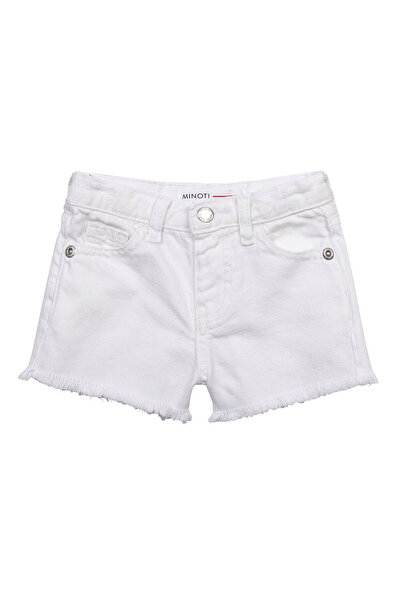 Minoti شورت أبيض أساسي للبنات - جينز أبيض