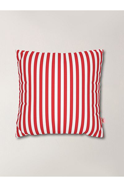 Galia Tasarım Soft Touch Striped Throw Pillow Case – Red & White – 45X45 cm