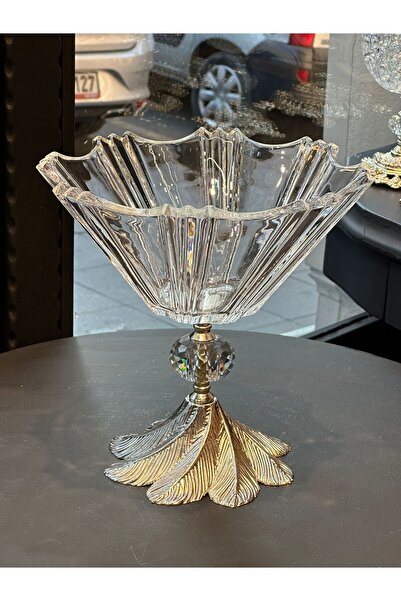 Diamond Porselen Gümüş Renkli Ayaklı Kristal Masaüstü Vazo – El Yapımı Dekora...