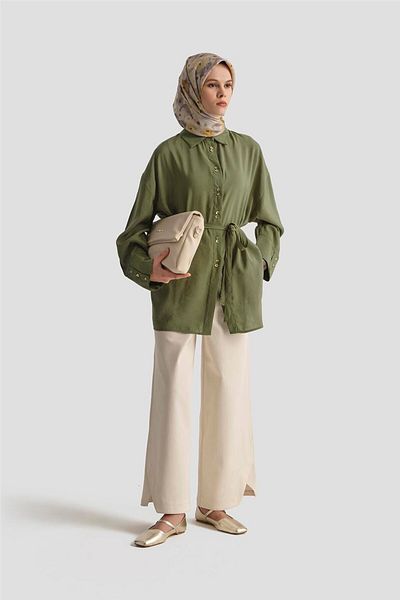 Armine Tunica cu detaliu centura 25KD9009 Kaki