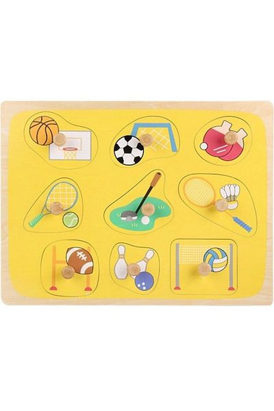 CLICK Montessori Wooden Puzzle for Children, 0-3 Years, 3D, Sports Model, Educational, Intuitive, Creative, 9