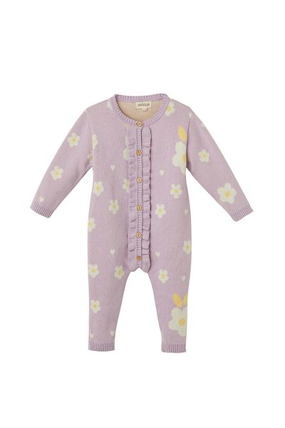 Uludağ Triko Lilac Organic Cotton Floral Jumpsuit