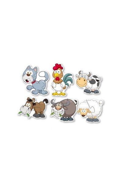 CLICK Set Puzzle cu Animalele de la Ferma, 6 Animale, Fun, Multicolor