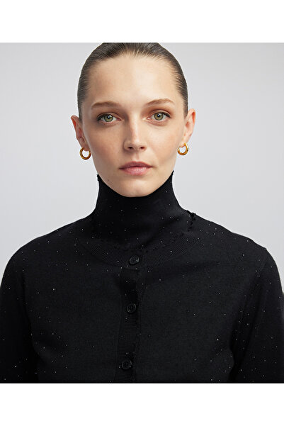 İpekyol Hotfix baskılı raw edge hırka