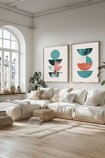 STARYUNA Tablou modern boho, set de 2 tablouri cu rama din lemn Yuna115