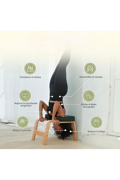 vayne Wooden Yoga Inverted Posture Bench Inversion Head Stand Chair |   Helps with Back & Neck Pain