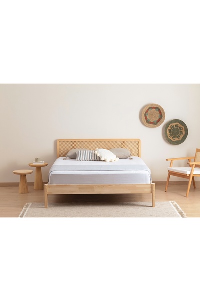 Vivense İZABELYA HAZERAN BAŞLIKLI AHŞAP KARYOLA, NATUREL, 90x200
