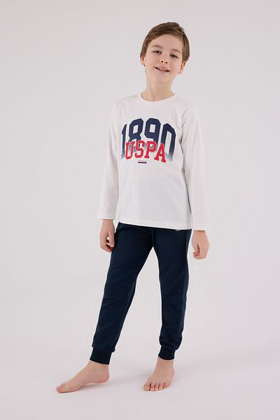U.S. Polo Assn. مجموعة بيجامة بيضاء للأولاد من US Polo Assn
