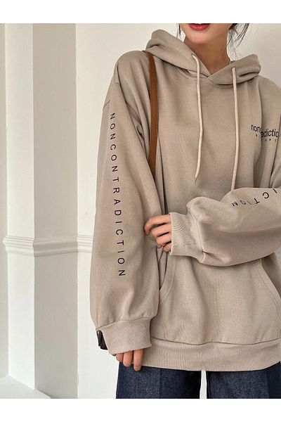StartMore Brown Unisex Men/Women Noncontradiction Colorful Custom Printed Cotton Oversize Hoodie