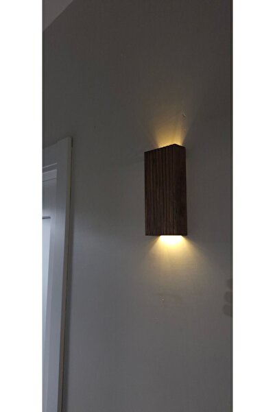 Trend KenT Ahşap Dekoratif Ledli Aplik Duvar Balkon Antre Aksesuarı Otel Cafe Villa Bohem Rustik Dekor Pilhariç