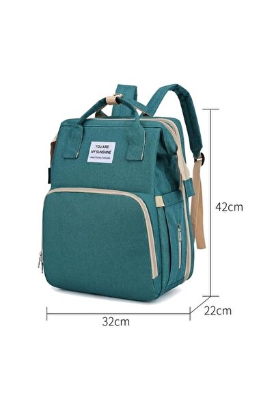Flippy Multifunctional Mom Backpack with Foldable Crib & Changing Base, Waterproof, 42x32x22 cm, Gre