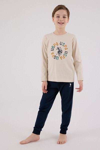 U.S. Polo Assn. U.S. Polo Assn Set de pijamale bej pentru băiat