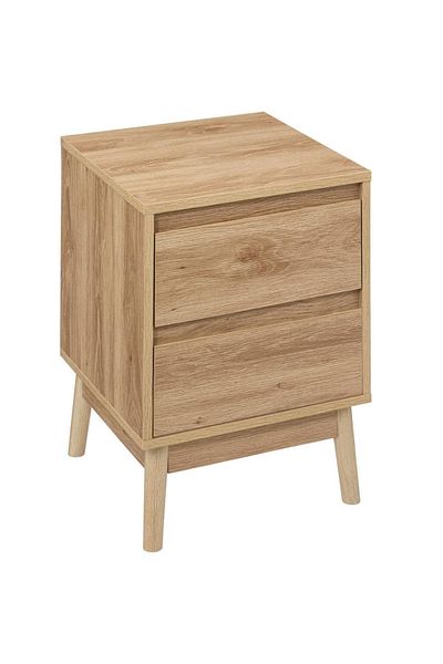 5FiveSmart Noptiera 5Five Abana cu 2 sertare, PAL, finisaj stejar, 40x40x56 cm, bej