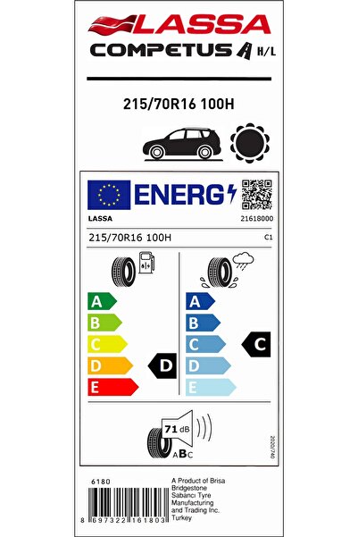 Lassa 215/70R16LT 100H M+S COMPETUS H/L (4x4-SUV) YAZ LASTİĞİ (ÜRETİM YILI:2022)