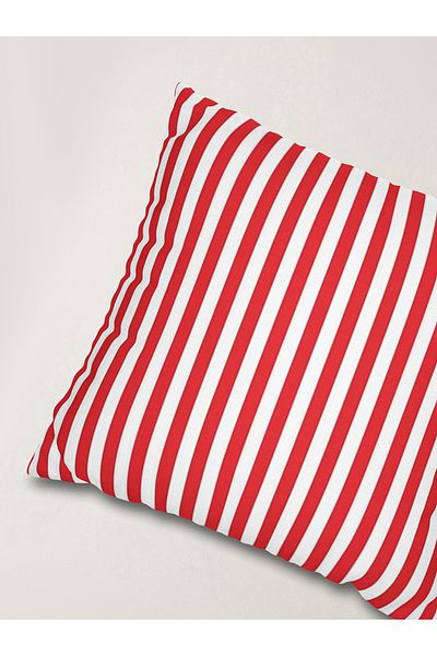Galia Tasarım Soft Touch Striped Throw Pillow Case – Red & White – 45X45 cm