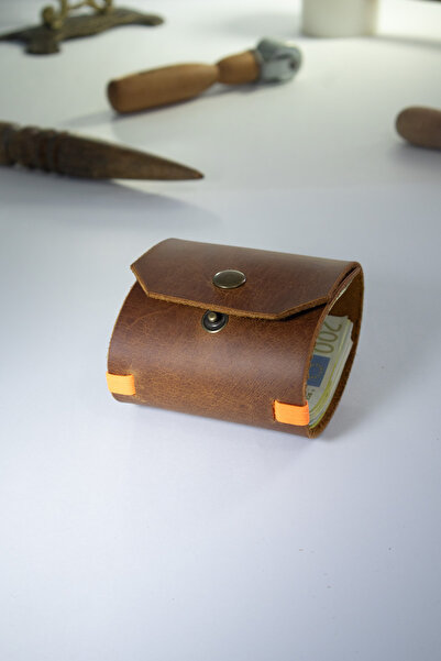 Tauran محفظة مصنوعة يدويًا من الجلد الطبيعي للجنسين مع مشابك نقود مغناطيسية خ...