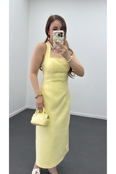 Narferita Aurora Kare Yaka Midi Elbise