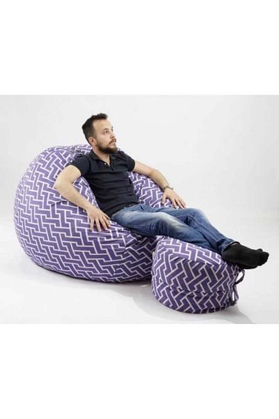 Pufrelax Set Fotoliu King Size cu Otoman (suport picioare), Material Textil - Zippity Purple