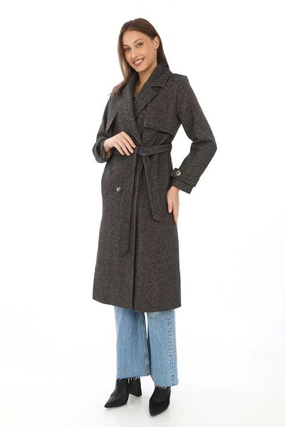 MODA Women's Fish Back Cashmere Long Cashmere Coat - Brown