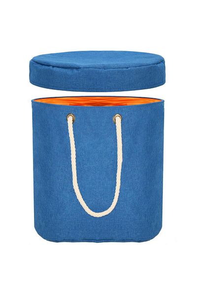 SERSIMO Clothes or toy storage basket, 30x30cm, cotton and linen, 27 l, blue