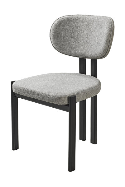 MYMASSA Roma Sandalye - Mense Gri Kumaş - Metal İskelet - Mutfak Sandalyesi - Salon Sandalyesi (4 Adet)