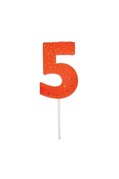 Meri Meri - Coral Number 5 Candle - Number 5 Coral Candle