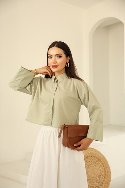 Vegove Poplin Basic Shirt Khaki
