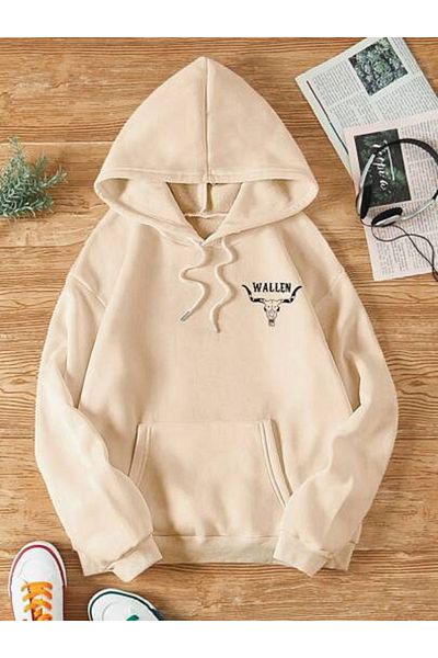 StartMore Beige Unisex Men/Women Beige Wallen Colorful Custom Printed Oversize Hoodie