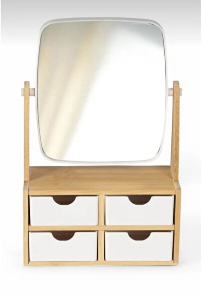 Bayev Wenken Bamboo 4 συρτάρι Organizer Organizer με καθρέφτη 3471 - Organizer μακιγιάζ και κοσμημάτων