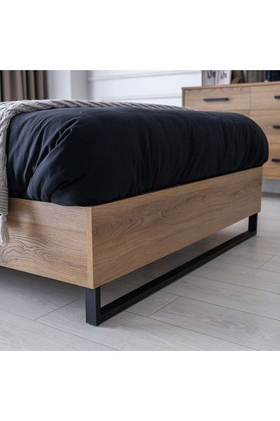 Danube Home Norden 90x190 Single Bed - Dark Grey/African Walnut L200xW100xH118cm