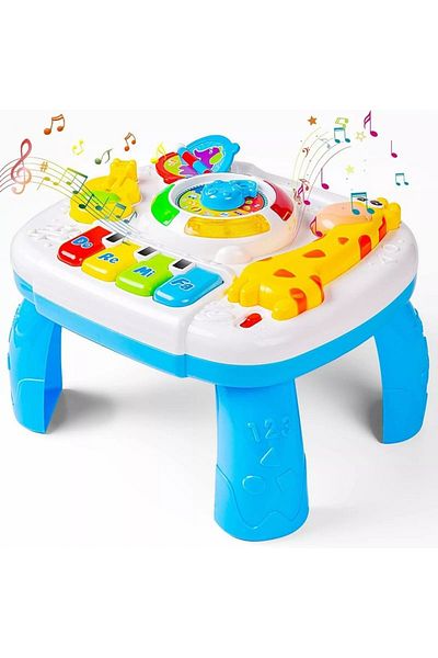divendi-ro Interactive activity table for children, with piano, lights, sounds, 25x23x18 cm, multicolor