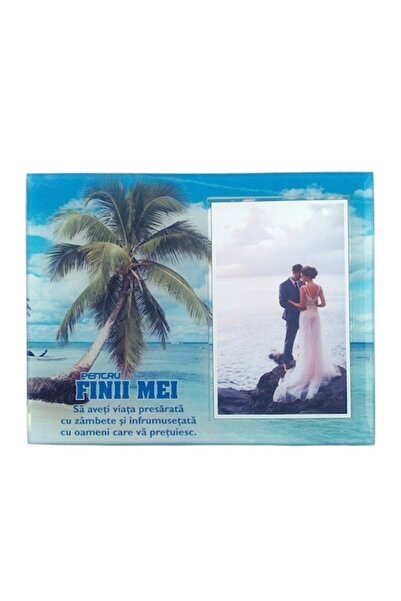 OEM Glass photo frame with summer images and dedication for godchildren, M5, 22x17 cm