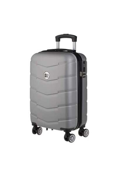 divendi-ro Trolley type suitcase, metallic grey, with Relief Stripes, 33L