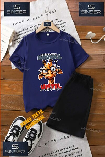 SS SİNSER Children's Unisex “Zurafa Normal Unitil Writing“ Custom Printed Cre...