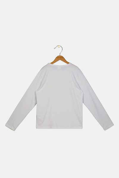 FREDDY Kids Girl Long Sleeves Graphic Print Tee, White