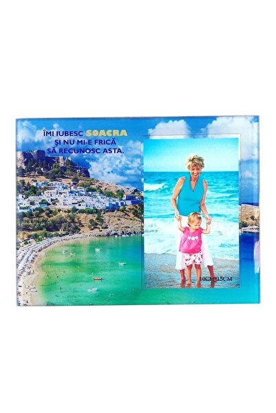 OEM Ramă foto din sticlă pentru fotografii 25x30 cm, Dedicație soacră, M3