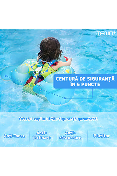 Teno Βρεφικό κολυμβητήριο Teno® με σκίαστρο, στήριξη στην κοιλιά, συμπεριλαμβανόμενη αντλία, μπλε